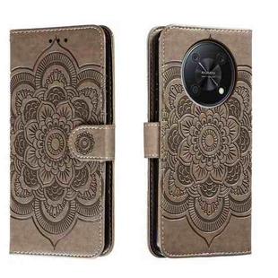 For Huawei Enjoy 50 Pro Sun Mandala Embossing Pattern Phone Leather Case(Grey)
