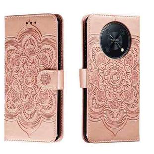 For Huawei Enjoy 50 Pro Sun Mandala Embossing Pattern Phone Leather Case(Rose Gold)