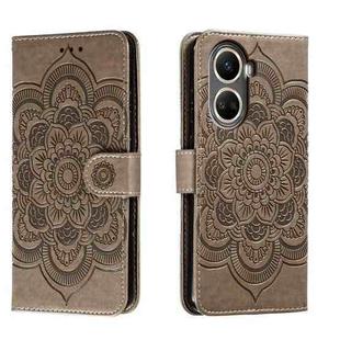 For Huawei nova 10 SE Sun Mandala Embossing Pattern Phone Leather Case(Grey)