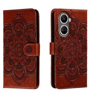 For Huawei nova 10 SE Sun Mandala Embossing Pattern Phone Leather Case(Brown)