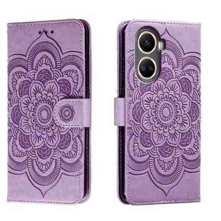 For Huawei nova 10 SE Sun Mandala Embossing Pattern Phone Leather Case(Purple)