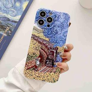 For iPhone 14 Precise Hole Oil Painting Glossy PC Phone Case(Train)