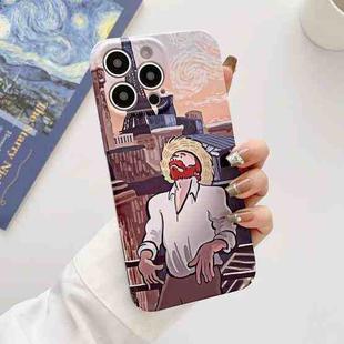 For iPhone 14 Pro Precise Hole Oil Painting Glossy PC Phone Case(Tower)