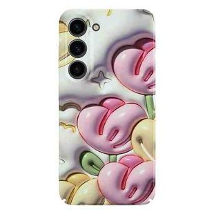 For Samsung Galaxy S23 5G Stereo Vision Pattern PC Phone Case(Tulips)