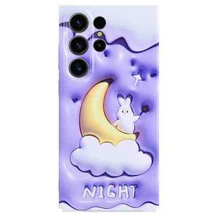 For Samsung Galaxy S23 Ultra 5G Stereo Vision Pattern PC Phone Case(Moon Rabbit)