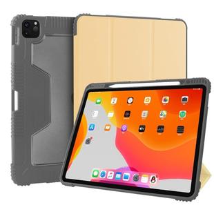 For iPad Pro 12.9 inch (2021) / (2020) Mutural Horizontal Flip PC + TPU + PU Leather Tablet Case with Holder & Pen Slot(Gold)