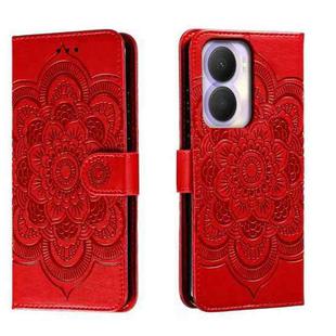 For Honor Play 40 Plus Sun Mandala Embossing Pattern Phone Leather Case(Red)