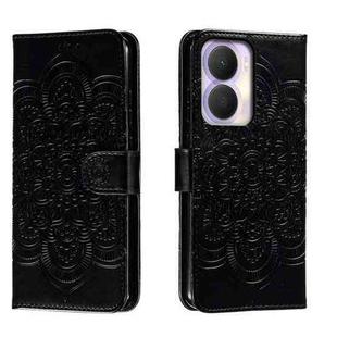 For Honor Play 40 Plus Sun Mandala Embossing Pattern Phone Leather Case(Black)