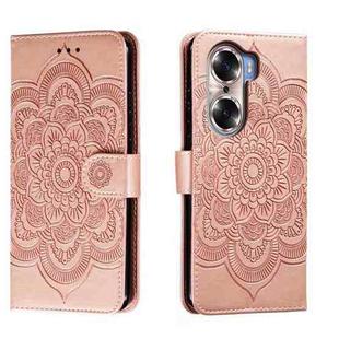 For Honor 60 Sun Mandala Embossing Pattern Phone Leather Case(Rose Gold)