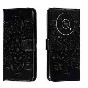 For Honor X30 5G Sun Mandala Embossing Pattern Phone Leather Case(Black)