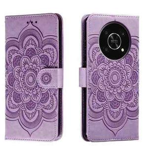 For Honor X30 5G Sun Mandala Embossing Pattern Phone Leather Case(Purple)