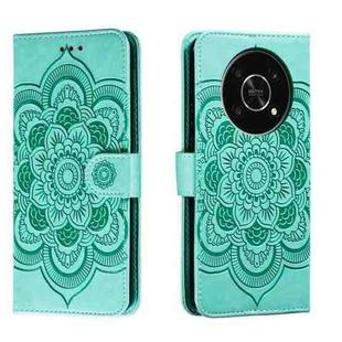 For Honor X30 5G Sun Mandala Embossing Pattern Phone Leather Case(Green)