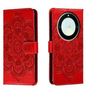 For Honor X40 Sun Mandala Embossing Pattern Phone Leather Case(Red)