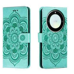 For Honor X40 Sun Mandala Embossing Pattern Phone Leather Case(Green)