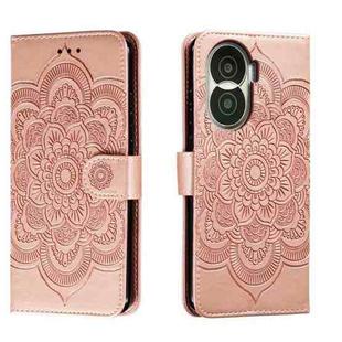 For Honor X40i Sun Mandala Embossing Pattern Phone Leather Case(Rose Gold)