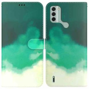 For Nokia C31 Watercolor Pattern Flip Leather Phone Case(Cyan Green)