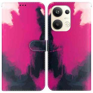 For OPPO Reno9 Pro+ Watercolor Pattern Flip Leather Phone Case(Berry)