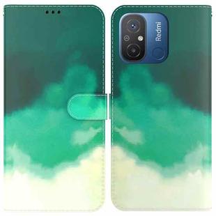 For Xiaomi Redmi 12C / 11A Watercolor Pattern Flip Leather Phone Case(Cyan Green)