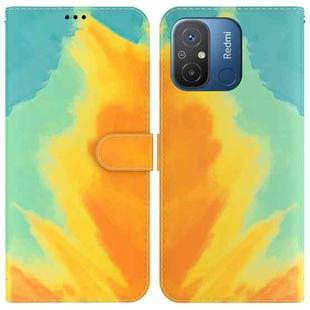 For Xiaomi Redmi 12C / 11A Watercolor Pattern Flip Leather Phone Case(Autumn Leaf)
