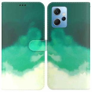 For Xiaomi Redmi Note 12 4G Global Watercolor Pattern Flip Leather Phone Case(Cyan Green)