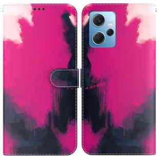 For Xiaomi Redmi Note 12 4G Global Watercolor Pattern Flip Leather Phone Case(Berry)