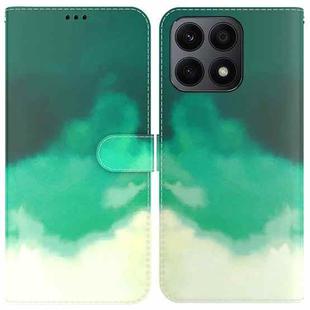 For Honor X8a Watercolor Pattern Flip Leather Phone Case(Cyan Green)