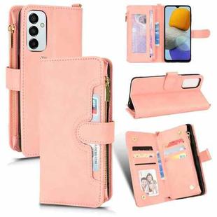 For Samsung Galaxy M13 4G / M23 / F23 5G Litchi Texture Zipper Leather Phone Case(Pink)