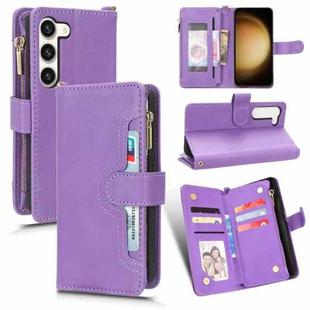 For Samsung Galaxy S23+ 5G Litchi Texture Zipper Leather Phone Case(Purple)