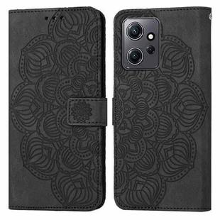 For Xiaomi Redmi Note 12 4G Global Mandala Embossed Flip Leather Phone Case(Black)