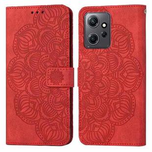 For Xiaomi Redmi Note 12 4G Global Mandala Embossed Flip Leather Phone Case(Red)