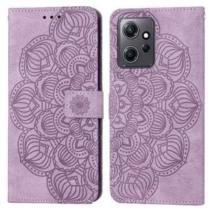 For Xiaomi Redmi Note 12 4G Global Mandala Embossed Flip Leather Phone Case(Purple)
