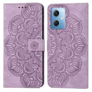 For Xiaomi Redmi Note 12 5G Global/Poco X5 Mandala Embossed Flip Leather Phone Case(Purple)