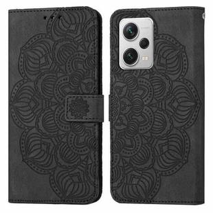 For Xiaomi Redmi Note 12 Pro 5G/Poco X5 Pro Mandala Embossed Flip Leather Phone Case(Black)