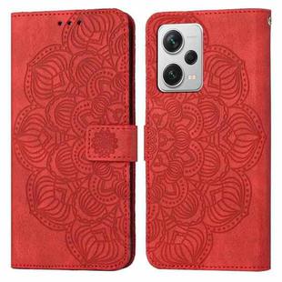 For Xiaomi Redmi Note 12 Pro 5G/Poco X5 Pro Mandala Embossed Flip Leather Phone Case(Red)