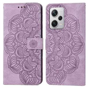 For Xiaomi Redmi Note 12 Pro 5G/Poco X5 Pro Mandala Embossed Flip Leather Phone Case(Purple)