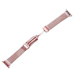 Milan Fold Buckle Metal Watch Band For Apple Watch Ultra 49mm / Series 8&7 45mm / SE 2&6&SE&5&4 44mm / 3&2&1 42mm(Pink)