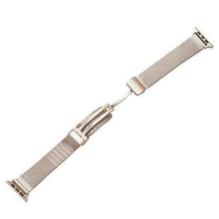 Milan Fold Buckle Metal Watch Band For Apple Watch Ultra 49mm / Series 8&7 45mm / SE 2&6&SE&5&4 44mm / 3&2&1 42mm(Starlight)