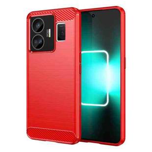For Realme GT3 Brushed Texture Carbon Fiber TPU Phone Case(Red)