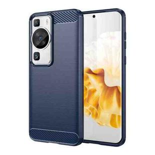 For Huawei P60 Brushed Texture Carbon Fiber TPU Phone Case(Blue)