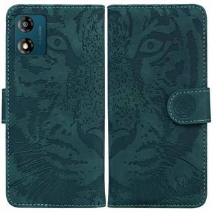 For Motorola Moto E13 Tiger Embossing Pattern Flip Leather Phone Case(Green)