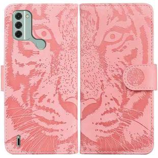 For Nokia C31 Tiger Embossing Pattern Flip Leather Phone Case(Pink)