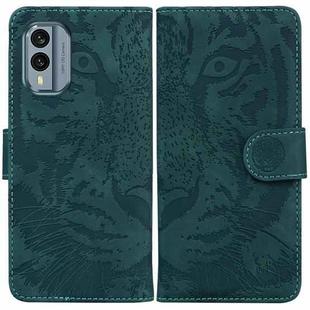 For Nokia X30 Tiger Embossing Pattern Flip Leather Phone Case(Green)