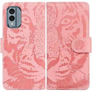 For Nokia X30 Tiger Embossing Pattern Flip Leather Phone Case(Pink)