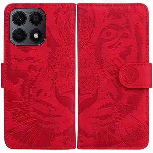 For Honor X8a Tiger Embossing Pattern Flip Leather Phone Case(Red)