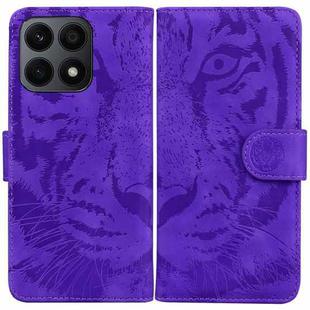 For Honor X8a Tiger Embossing Pattern Flip Leather Phone Case(Purple)