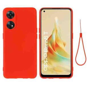 ForOPPO Reno8 T 4G Pure Color Liquid Silicone Shockproof Phone Case(Red)