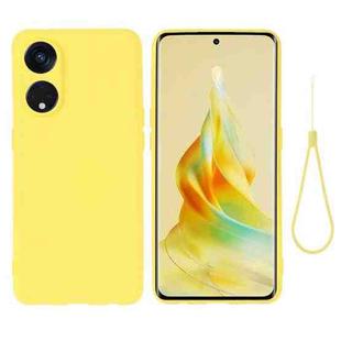 For OPPO Reno8 T 5G / A1 Pro Pure Color Liquid Silicone Shockproof Phone Case(Yellow)