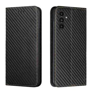 For Samsung Galaxy A24 4G Carbon Fiber Texture Magnetic Flip Leather Phone Case(Black)