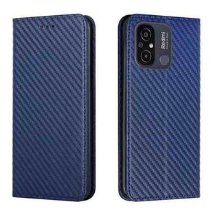 For Xiaomi Redmi 12C Carbon Fiber Texture Magnetic Flip Leather Phone Case(Blue)