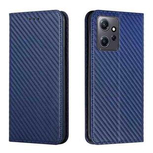 For Xiaomi Redmi Note 12 4G Global Carbon Fiber Texture Magnetic Flip Leather Phone Case(Blue)